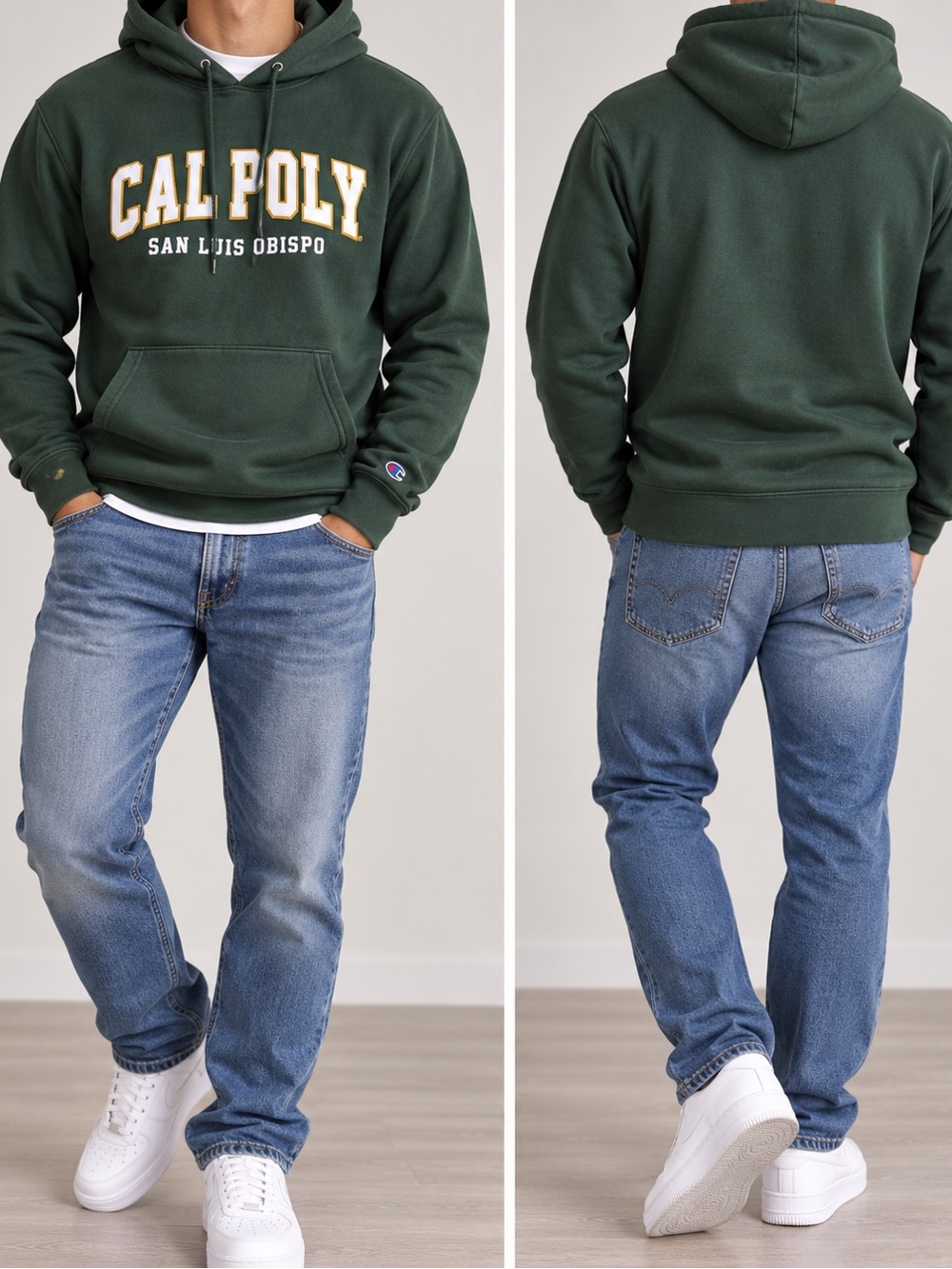 Champion Cal Poly San Luis Obispo green pullover hoodie men’s medium